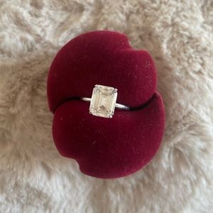 4.0 ct Emerald cut Moissanite ring in Sterling silver S925